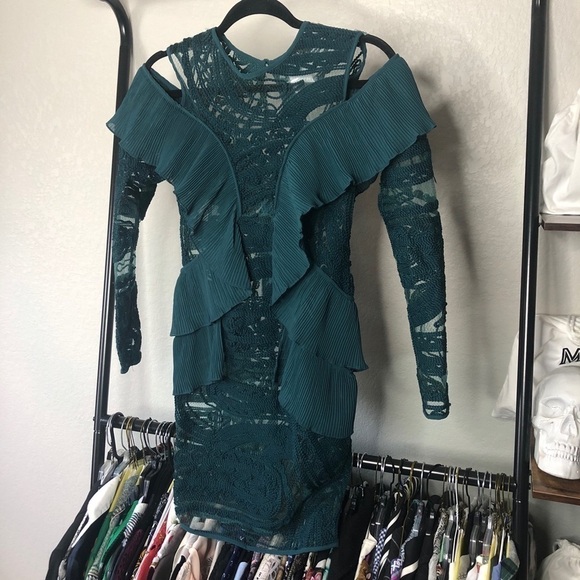 Akira Demi High Cold Shoulder Bodycon Cocktail Dress - Picture 2 of 5